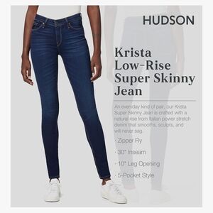 Hudson Jeans Krista Low-Rise Super Skinny Jeans - Blue